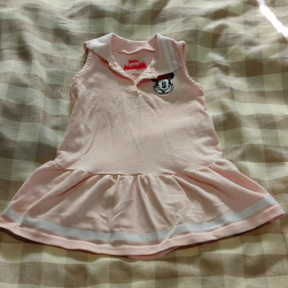 3/$12 3T Minnie Mouse Disney Junior pink and white polo dress